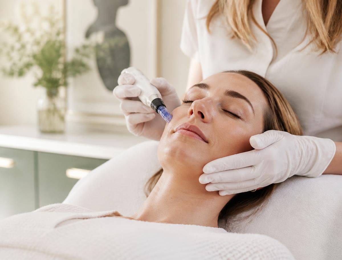 A patient receiving a gentle non-surgical facial treatment
